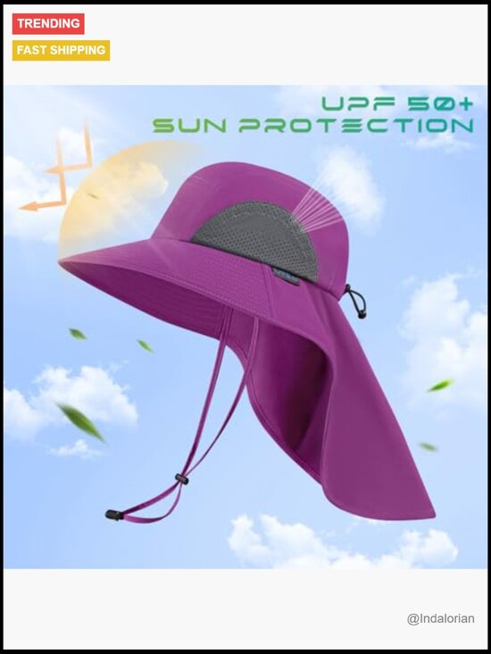 UPF 50+ Foldable Sun Hat with Wide Brim and Large Neck Flap for Men Women UV main image 4